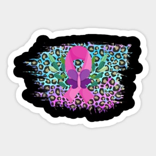 Breast Cancer Awareness Ribbon And Butterflies Sticker